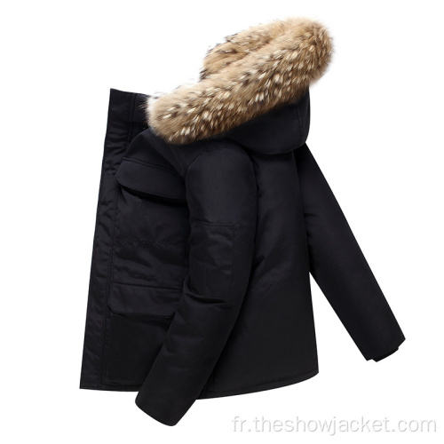 Doudoune d'hiver unisexe personnalisée manteau en duvet noir